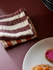 Serviettes de table Striped, 2 pièces, 100 % coton, Blanc, rouge bourgogne, larg. 30 x long. 30 cm