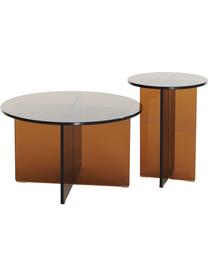 Table d'appoint ronde avec plateau en verre Iris, Brun, translucide, Ø 35 x haut. 45 cm