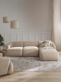 Canapé d'angle modulable 3 places en tissu bouclé Sofia, Bouclé blanc crème, larg. 272 x prof. 160 cm, méridienne à droite