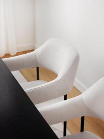 Krzesło tapicerowane z podłokietnikami Zoe, Tapicerka: 100% poliester Dzięki tka, Stelaż: metal malowany proszkowo, Beżowa tkanina, S 56 x G 62 cm