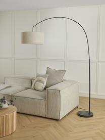 Grote booglamp Niels, Lampvoet: geborsteld metaal, Lampenkap: linnen, Lichtbeige, zwart, H 218 cm