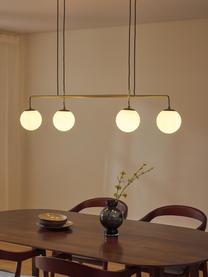Grote hanglamp Flux, Lampenkap: opaalglas, Zwart, goudkleurig, B 127 x H 150 cm