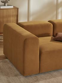 Modulares Samt-Sofa Lena (4-Sitzer), Bezug: Samt (100 % Polyester) De, Gestell: Kiefernholz, Schichtholz,, Füße: Kunststoff, Samt Ockergelb, B 284 x T 106 cm