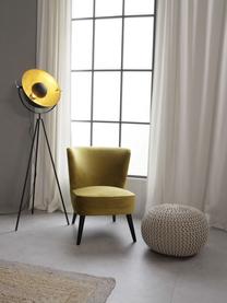 Poltrona cocktail in velluto giallo oliva Robine, Rivestimento: velluto (poliestere) Il r, Piedini: legno di pino verniciato, Velluto giallo oliva, Larg. 63 x Prof. 73 cm