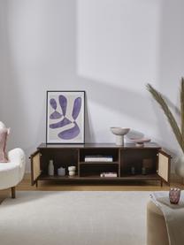 Tv-meubel Vienna met Weens vlechtwerk, Frame: massief mangohout, Poten: gepoedercoat metaal, Mangohout, B 160 x H 50 cm