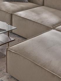 Modulares Sofa Lennon (4-Sitzer) aus Cord mit Hocker, Bezug: Cord (92 % Polyester, 8 %, Gestell: Massives Kiefernholz FSC-, Cord Hellbeige, B 327 x T 207 cm