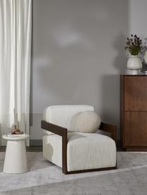 Loungesessel Cooper, Bezug: 97 % Polyester, 3 % Leine, Gestell: Massives Eschenholz, Schi, Beine: Eichenholz, Webstoff Off White, B 71 x T 98 cm