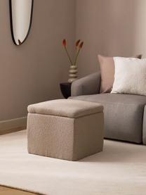 Bouclé-Hocker Winou mit Stauraum, Bezug: 100 % Polyester Der hochw, Korpus: Sperrholz, Metall, Bouclé Beige, B 50 x H 48 cm