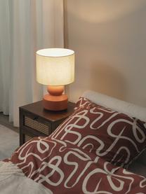 Große Keramik-Tischlampe Georgina, Lampenschirm: Textil, Lampenfuß: Keramik, Dekor: Metall, vermessingt, Beige, Terrakotta, Ø 33 x H 52 cm