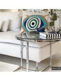 Table d'appoint avec plateau en verre Matheo, Argent