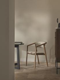 Stolička s opierkami s čalúneným sedákom Gali, Krémovobiela, tmavé jaseňové drevo, Š 56 x H 55 cm