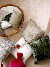 Copricuscino in cotone con motivo jacquard Breight, 100% cotone, Verde, beige, Larg. 50 x Lung. 50 cm