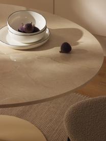 Ovale marmeren eettafel Miley, 120 x 90 cm, Tafelblad: marmer, Frame: gepoedercoat metaal, Beige, gemarmerd, B 120 cm