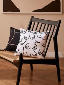Kissenhülle Boobs mit gezeichnetem Print, 100% Baumwolle, Weiß, Schwarz, 40 x 40 cm