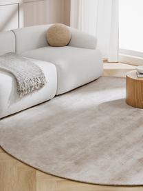 Runder Viskoseteppich Jane, handgewebt, Flor: 100 % Viskose, Hellbeige, Ø 250 cm (Größe XL)