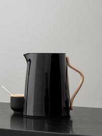 Teiera lucida Emma, 1 L, Rivestimento: smalto, Manico: legno di faggio, Nero lucido, 1 L