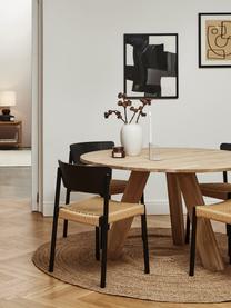 Holzstühle Danny mit Rattan-Sitzfläche, 2 Stück, Gestell: Massives Buchenholz, Sitzfläche: Papierrattan, Rückenlehne: Schichtholz mit Eschenfur, Schwarz, Beige, B 52 x T 51 cm