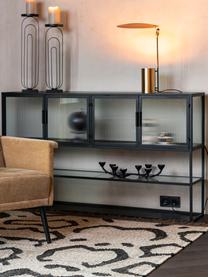 Sideboard Boli mit Rillenglas, Gestell: Metall, pulverbeschichtet, Schwarz, Semi-Transparent, B 150 x H 90 cm
