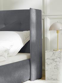 Lit matelassé avec rangement Star, Tissu anthracite, larg. 140 x long. 200 cm