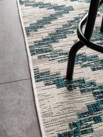 In- & outdoor vloerkleed Cleo, 100% polypropyleen, Off White, turquoise, B 80 x L 150 cm (maat XS)
