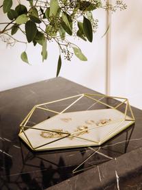 Decoratief dienblad Prisma, Frame: vermessingd staal, Messingkleurig, beige, B 28 x D 18 cm