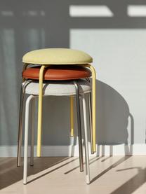 Tabouret en cuir synthétique Stack, Cuir synthétique terracotta, argenté, Ø 35 x haut. 43 cm