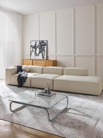 Modulaire XL chaise longue Lennon, Bekleding: 100% polyester De slijtva, Frame: massief grenenhout, FSC-g, Poten: kunststof, Geweven stof gebroken wit, B 357 x D 119 cm, rugleuning links