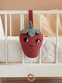 Mobile musical artisanal Strawberry, 100 % coton, Pourpre, vert sauge, larg. 16 x haut. 17 cm