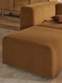 Canapé modulable 3 places en velours avec pouf Lena, Tissu ocre, larg. 209 x prof. 181 cm