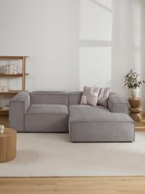 Narożna sofa modułowa ze sztruksu Lennon, Tapicerka: sztruks (92% poliester, 8, Stelaż: lite drewno sosnowe z cer, Nogi: tworzywo sztuczne Materia, Jasnoszary sztruks, S 238 x G 180 cm, lewostronna