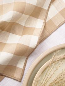 Servilletas de tela mezcla de lino a cuadros Vichy, 2 uds., 55% lino, 45% algodón, Marrón, beige, An 40 x L 40 cm