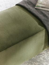 Pouf XL en velours côtelé Melva, Velours côtelé vert olive, larg. 116 x prof. 42 cm