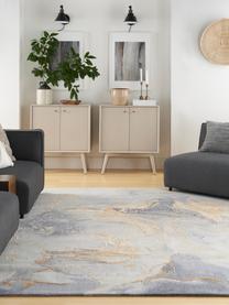 Tapis à poils courts tissé à la main avec effet de relief Prismatic, Gris-bleu, gris clair, doré, larg. 120 x long. 180 cm (taille S)