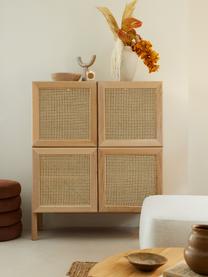 Eikenhouten dressoir Jolie met Weens vlechtwerk, Poten: massief eikenhout, Eikenhout, beige, B 106 x H 127 cm