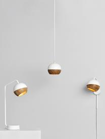 Lámpara de techo pequeña Ray, Anclaje: plástico, Cable: cubierto en tela, Blanco, madera de roble, Ø 12 x Al 10 cm