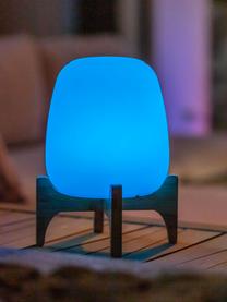 Lámpara de mesa regulable para exterior de bambú Palmy, portátil y cambio de color, Pantalla: polietileno, Beige, marrón claro, Ø 20 x Al 26 cm
