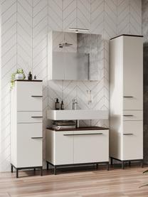 Midi badkamerkast Elisa, B 34 cm, Frame: spaanplaat, melamine geco, Beige, donker hout, B 34 x H 123 cm