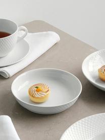 Set 4 piattini da dessert in porcellana con motivo a rilievo Rhombe, Porcellana, Bianco, Ø 16 x Alt. 4 cm