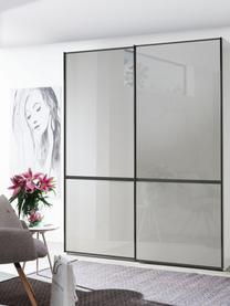 Schwebetürenschrank Montreal, 2-türig, Korpus: Holzwerkstoff, foliert, Leisten: Metall, beschichtet, Spiegelglas, B 200 x H 217 cm