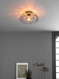 Stropná lampa s drevenou dekoráciou Padstow, Čierna, Ø 46 x V 21 cm