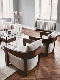 Fauteuil Rubautelli van hout, Bekleding: 58% polyester, 42% olefin, Frame: MDF, walnootfineer, Geweven stof beige, B 74 x D 80 cm