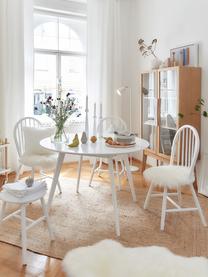 Mesa de comedor redonda Yumi, Tablero: tablero de fibras de dens, Patas: madera de caucho maciza y, Blanco, Ø 115 x Al 74 cm