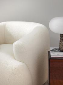 Fauteuil en tissu peluche Sofia, Tissu peluche blanc crème, larg. 97 x prof. 84 cm