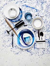 Gemusterte Porzellan-Brotteller Pacific, 6er-Set, Porzellan, Weiss, Blau, Ø 16 cm