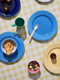 Assiettes plates en porcelaine artisanales Rhombe, 4 pièces, Porcelaine, Bleu, Ø 27 cm