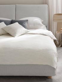 Gestoffeerd bed Laura, Bekleding: 100 % polyester Met 115.0, Geweven stof lichtgrijs, eikenhout, B 140 x L 200 cm