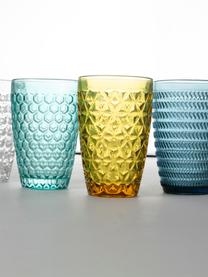 Waterglazen Geometrie met structuurpatroon, set van 6, Glas, Meerkleurig, Ø 8 x H 13 cm, 380 ml