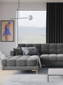 Canapé d'angle 5 places en velours Mamaia, Velours gris clair, larg. 293 x prof. 185 cm, méridienne à gauche