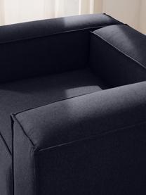 Fauteuil Lennon, Bekleding: 100% polyester Met 15.000, Frame: massief grenenhout, FSC-g, Poten: kunststof, Geweven stof donkerblauw, B 130 x H 101 cm