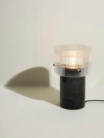 Lámpara de mesa de mármol Revolve, Pantalla: vidrio, Cable: cubierto en tela, Mármol negro, Ø 16 x Al 27 cm